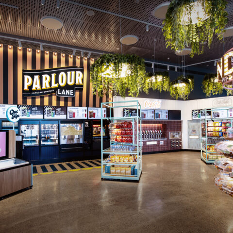 A vibrant multi-zone concession offer that blends cinema nostalgia with contemporary retail theatre.